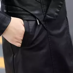 TEMA 21-Jaqueta longa de motociclista de couro falso feminina, jaqueta fina macia, casaco preto de motocicleta, nova moda - Wolf Magazine