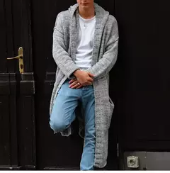 Cardigã de malha de algodão manga comprida masculino, suéteres masculinos casuais, monocromáticos, outwear justo, capuz quente, outono, inverno, novo, moda, 2024 - Wolf Magazine