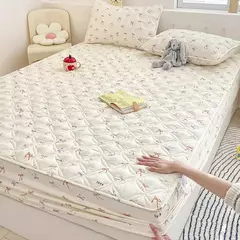 Imagem do Capa de cama acolchoada estilo floral colcha colchão elástico protertor engrossar roupa de cama rsilençóis para casa (sem fronha)