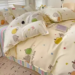 Conjunto de cama para meninas, capa de edredão, folha plana, fronha, sem enchimento, roupa de cama, macia, gêmea, completa, queen size, 3, 4pcs - loja online