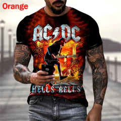 Camiseta Gráfica Masculina e Feminina, Rock ACDC, Estampa de Música, Hip Hop, 3D, Manga Curta, Casual Tees, Tops de Moda, Personalidade, Novo