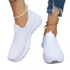 Sapatos femininos leves respiráveis tamanho grande apartamentos para senhora, deslizamento em sapatos casuais esporte ao ar livre tênis moda tênis - Wolf Magazine