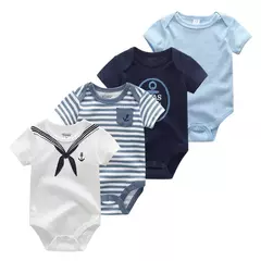 Macacão de algodão estampado para recém-nascidos, macacão manga curta, roupas de bebê menino e menina, 0-12m, 4 peças, verão - comprar online