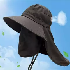 Proteção UV Sun Hats para homens e mulheres, Outdoor Hunting Cap Pesca, Caminhadas, Camping Visor, Bucket Hat, Neck Flap Fisherman Hat, Verão