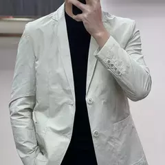 Casaco slim fit de manga comprida masculino, botão de lapela, casual de negócios, fino, simples, cor sólida, moda, primavera, verão, novo, 2024 - comprar online