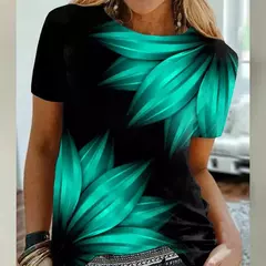 Camiseta explosiva estampada em girassol 3D para mulheres, gola redonda, fosca, flor, moda, novo produto, 2024 - comprar online