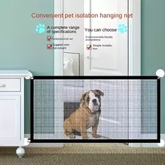 Cerca para cães de estimação, portátil, respirável, rede de segurança, isolamento doméstico, sem perfuração, porta de cachorro, isolamento protetor, gancho para bebê, cerca - Wolf Magazine