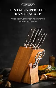 XINZUO-Profissional Conjunto De Facas De Cozinha Completo, Alemão 1.4116 Conjuntos De Facas De Aço Inoxidável, Melhor Ferramenta De Fatiamento De Cozinha, 7 PCs - Wolf Magazine