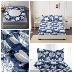 Capa de cama para quarto, 3 peças, conjunto de lençóis estampados (um lençol e duas fronhas) Una Sábana Y Dos Fundas De Almohada - Wolf Magazine