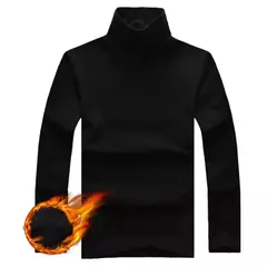 Pulôver elástico de gola alta para homens, roupa íntima fina, blusa de tricô fina, camiseta base, cor sólida, primavera, outono - loja online