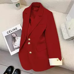 Moda feminina blazer de cor sólida, primavera novo temperamento casual celebridade terno popular - loja online