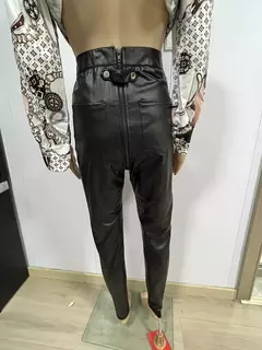 Imagem do Calças de couro PU para mulheres, calças lápis finas, cintura alta, couro falso, streetwear com zíper, preto, sexy, outono, inverno