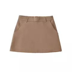 Willshela-Mini saia feminina monocromática com zíper traseiro A-Line, cintura alta, saias chiques femininas, moda vintage na internet