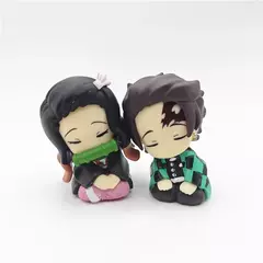 Aixlan 4 pçs conjunto q versão figura kamado tanjirou kamado nezuko pvc figura de ação amine presente aniversário estatueta colecionável - loja online