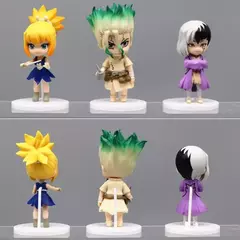 6 pçs/set anime q versão dr.stone figuras modelo 10cm ishigami senkuu âmbar postura de pé boneca ornamentos brinquedos presentes para crianças