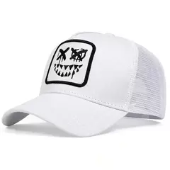 Homens e mulheres Sorridente Rosto Bordado Baseball Mesh Cap, Adulto Chapéu de Caminhão, Outdoor Casual Sun Caps, Ajustável Sports Golf Hat, Dentes na internet
