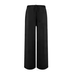 Calça larga de linho de algodão feminina, comprimento total, casual, monocromática, solta, cintura alta, reto, botão, verão - loja online