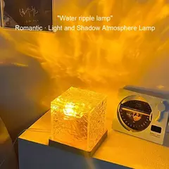 Projetor de ondulação de água rotativo dinâmico, luz noturna, 16 cores, lâmpada de cristal de chama para sala de estar, estudo, quarto, rotação dinâmica - Wolf Magazine