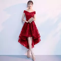 Vestido curto fora do ombro, elegante vestido de baile, frente curta e costas lo - Wolf Magazine