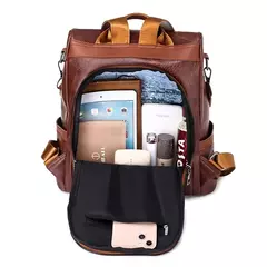 Bolsa de ombro antiroubo de couro macia para mulheres, mochila de moda simples, designer de grande capacidade, alta qualidade, nova, 2023 - loja online