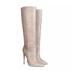 Imagem do Botas agulha de dedo apontado para mulheres, manga padrão cobra, sapato de tubo longo, moda europeia e americana, inverno