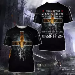 Homens e Mulheres 3D Cavaleiro T-Shirt, Cruz de Deus Moda, Templários, Deus é sobre Jesus, Amando cada cristão