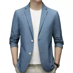 Blazers de negócios monocromáticos masculinos, blazers slim fit, botões duplos, lapela, mangas 3/4, terno de deslocamento, casaco do noivo - loja online