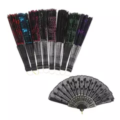 Imagem do Pavão Lantejoula Dança Mão Fan, Seda Folding Fan, Casamento Arte Presentes