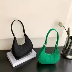 Retro Pure Felt Handbag para mulheres, bolsa de axilas, bolsa de ombro, cor sólida, bolinhos, design simples, moda lazer - loja online