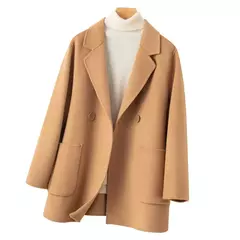 Caingle clássico estilo comum casaco feminino 100% lã pura reversível casaco de lã solto terno jaqueta topo moda grande bolso na internet
