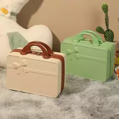 Mini saco cosmético portátil, caixa de armazenamento leve, bagagem de rolamento Mini caso do curso, cor doce, presente do curso, 14";;VERDADEIRO;;"Bloqueio de 14 polegadas sem senha,Vermelho grande