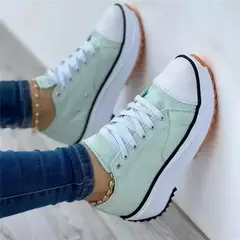 Sapatilhas femininas com renda casual, calçados esportivos de plataforma, tênis feminino, plus size 43, nova moda, verão, 2022 - comprar online