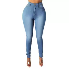 Calça Jeans lavada de cintura alta feminina com zíper, bolsos de botão Fly, lápis jeans monocromático, streetwear - Wolf Magazine