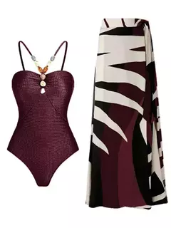 Body feminino sexy com saia longa, biquínis de duas peças, roupa de praia, conjunto de banho de verão, maiô feminino, 2022