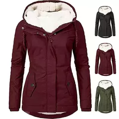 Casacos com capuz com zíper para mulheres, parkas soltas com bolsos, manga cheia, grossos e quentes, jaquetas monocromáticas, casuais e soltas, outono e inverno, 2023 na internet