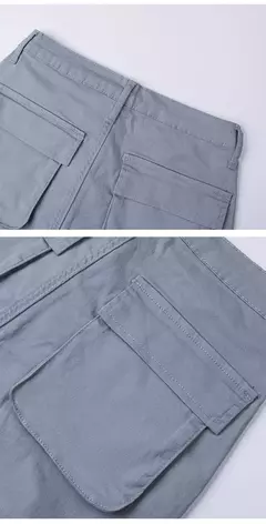 Calça jeans larga de cintura alta feminina, calça cargo cinza, calça larga, moda casual, bolsos múltiplos, estilo de rua Hip Hop, mãe, vintage, verão
