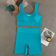 Imagem do Conjunto de ioga feminino sem costura, roupas de treino fitness, sutiã esportivo, leggings de cintura alta, roupas sexy de ginástica em V profundo, roupas esportivas novas, 2024