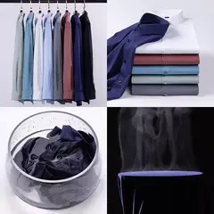 Homens de Manga Longa Stretch Camisas, Anti-Rugas Camisas, Slim Fit, Blusa de Negócios Sociais, Branco, Novo, S-8XL - loja online