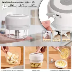 Usb portátil elétrica alimentos chopper para cozinha, mini alho espremedor, moedor de carne, vegetal chopper, cozinha gadgets - comprar online