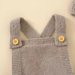 Imagem do Bebê meninos e meninas sem mangas macacão de malha, recém-nascido infantil Netural Strap macacões, conjuntos de criança, chapéus roupas, moda