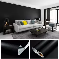 Auto-adesivo Matt Black Film, adesivo grosso, móveis, cozinha, armários, mesas, parede, DIY Renovation Wallpaper, 40cm de largura - Wolf Magazine
