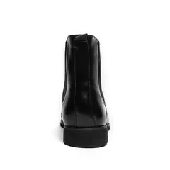 Men's Red Sole PU Ankle Chelsea Boots, Business Round Toe Slip-On Shoes - Wolf Magazine