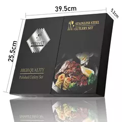 Aço inoxidável Golden Talheres Set, Faca, Garfo, Colher, Talheres, Talheres, Festival Cozinha, Louça, Presente, Punho Preto, 24pcs na internet