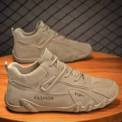 Imagem do Botas de couro impermeável para homens, Lace Up Sneakers, Sapatos casuais para motocicletas