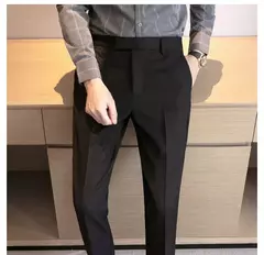 Calça masculina elegante estilo britânico, casual de negócios, escritório de deslocamento, calça de lazer, roupa social masculina, verão - comprar online