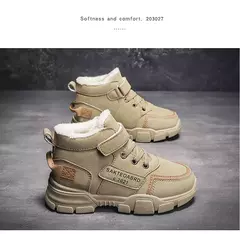 Botas de neve de algodão para crianças, Sapatos quentes grossos, Botas de pele falsa adolescente para crianças, moda tendência, inverno, 2024