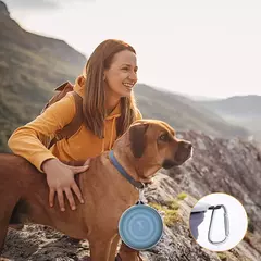Bacia de água dobrável para comida de cachorro de silicone com lábios de tigela para animais de estimação viagens ao ar livre, portátil com ganchos para suprimentos para animais de estimação, tigela de alimentação - Wolf Magazine