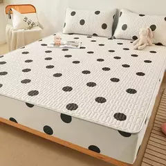 Imagem do Tapetes de cama de látex natural, sensação fresca respirável, acolchoado suave, seda de gelo cabido lençol e fronhas, verão