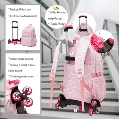 Rolling School Bags for Girls, Mochila impermeável para crianças com rodas, Trolley Luggage Back Pack, Ensino médio - loja online