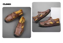Tampão-sapatos de couro respirável para homens, sapatos de buraco oco, fundo macio, superfície macia, sandálias casuais - Wolf Magazine